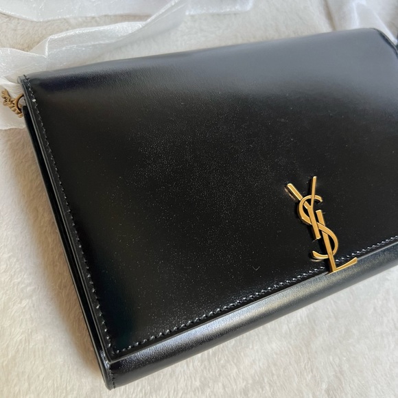 Saint Laurent Smooth Calfskin Monogram Gold Chain Wallet NWT in box - Picture 7 of 17